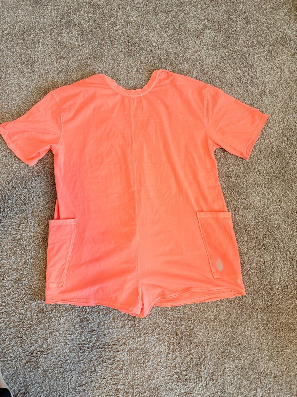FP MOVEMENT HOT SHOT TEE ROMPER ONESIE OVERSIZED SIZE SMALL NEON ORANGE NWOT - Picture 4 of 12